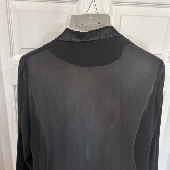 Vintage Night Studio Sheer Black Chiffon Duster Formal Evening Wedding Elegant - Picture 12 of 13